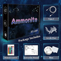 Ammonite Axolotl 3D iluzní noční světlo pro děti, 3D optické USB LED světlo s dálkovým ovládáním, dotekové 16 barev blikajících 